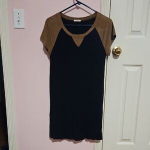 12PM by Mon Ami Black Dress with Brown Yoke